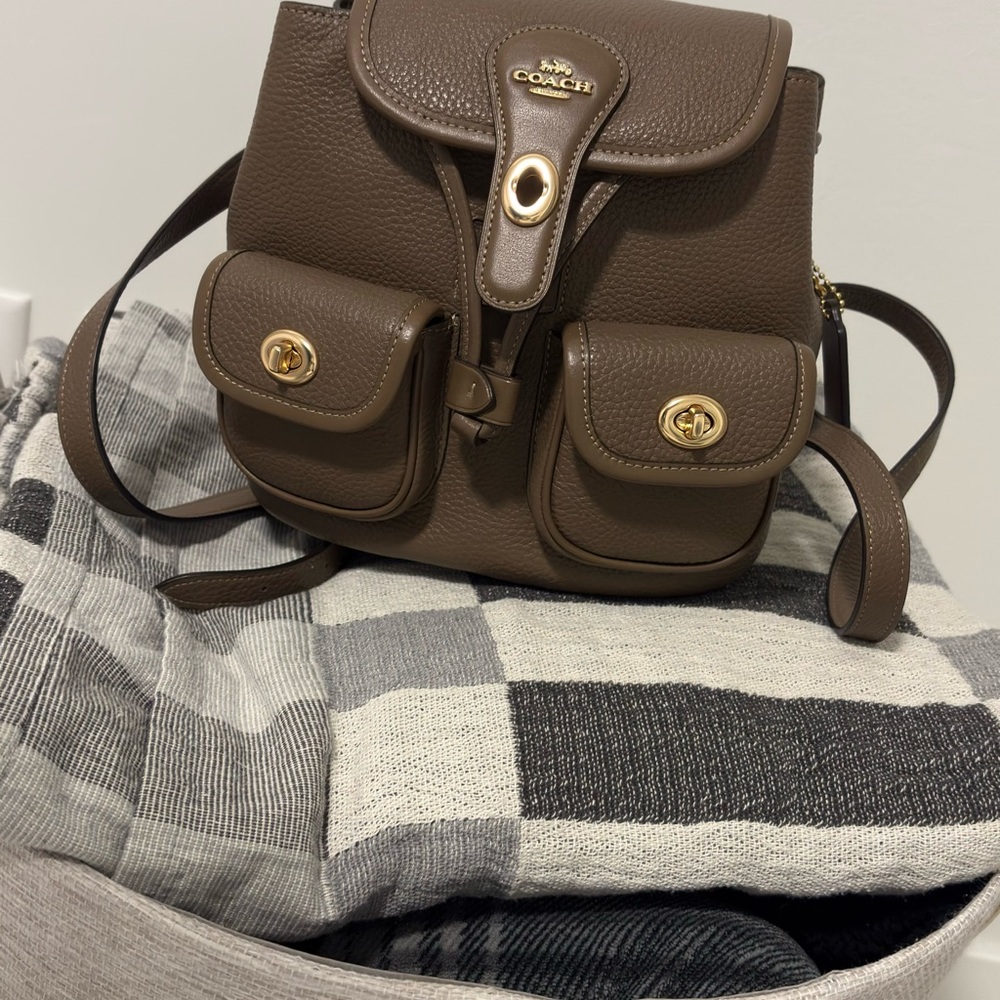 Coach Hadley - Tan Leather Backpack with Gold Accents